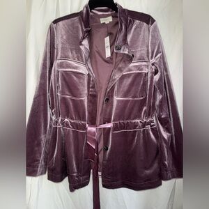 LOFT Velvet Utility Jacket in Light Purple